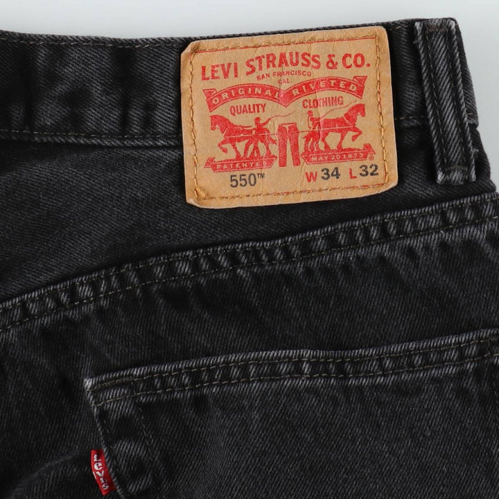 Levi's 550 Black Denim Tapered Jeans, Men's Size W33 (approx.), Vintage cotton black type Vintage Second Hand