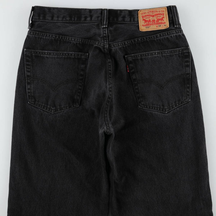 Levi's 550 Black Denim Tapered Jeans, Men's Size W33 (approx.), Vintage cotton black type Vintage Second Hand