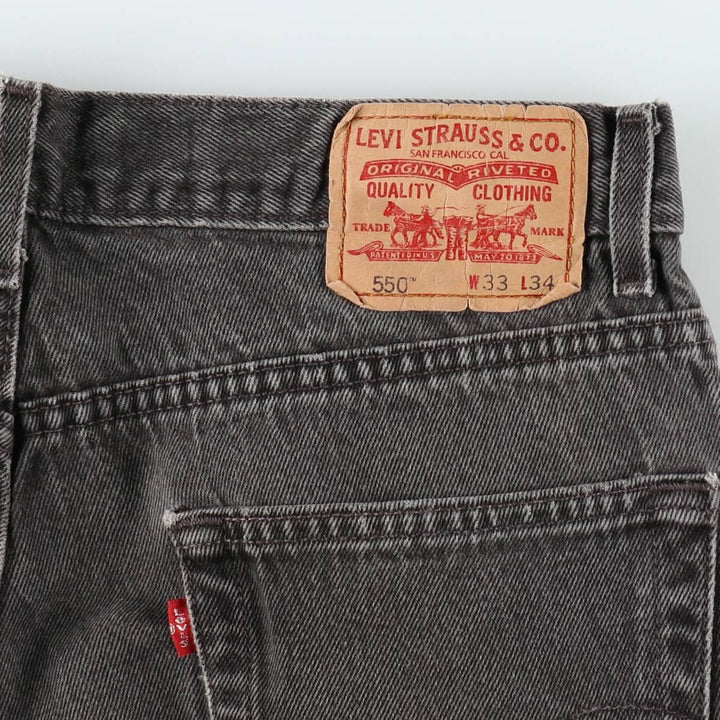 00'S Levi's 550 Relaxed Fit Black Denim Tapered Denim Pants Men's W32 cotton black type Vintage Second Hand