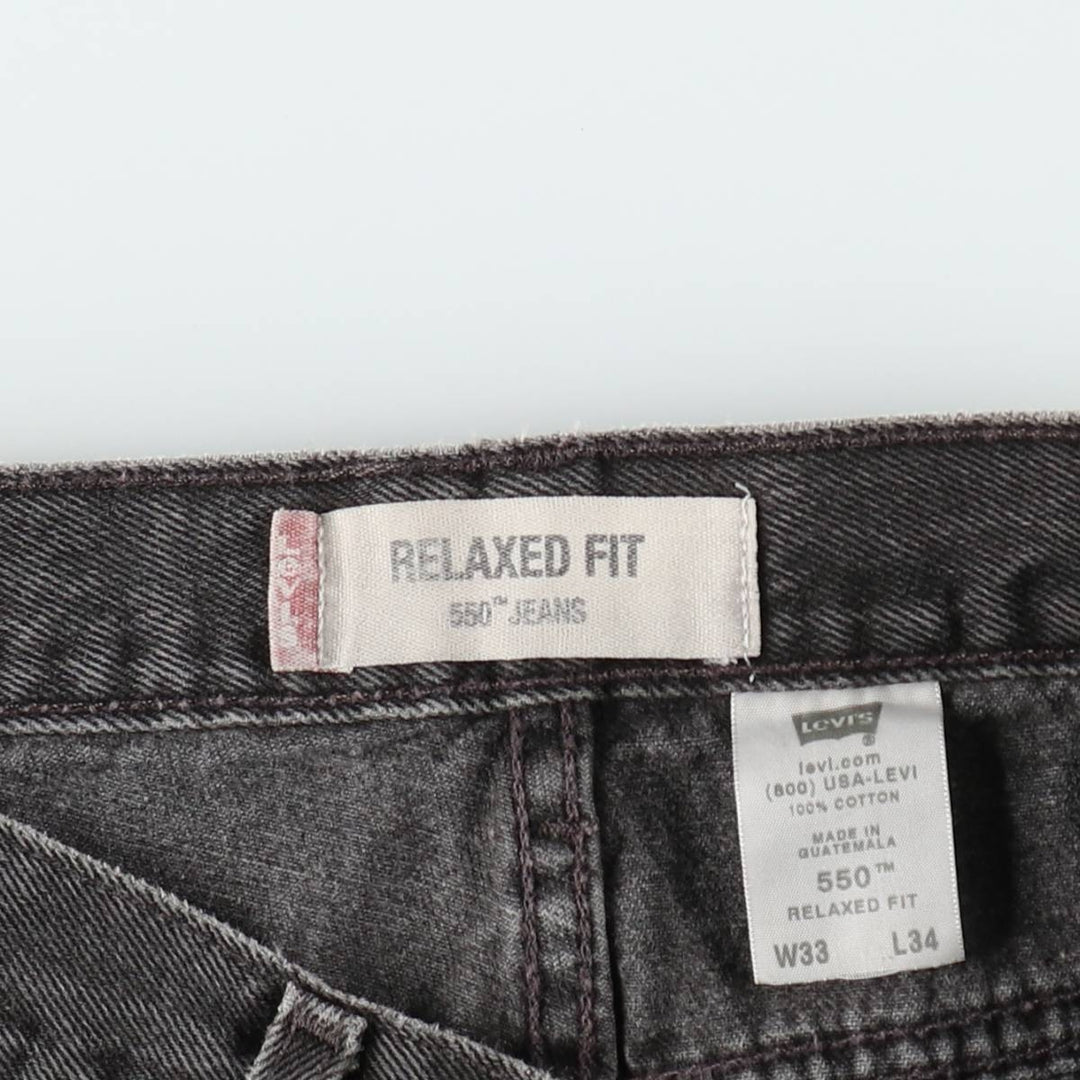 00'S Levi's 550 Relaxed Fit Black Denim Tapered Denim Pants Men's W32 cotton black type Vintage Second Hand