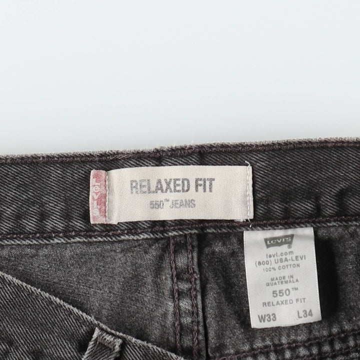 00'S Levi's 550 Relaxed Fit Black Denim Tapered Denim Pants Men's W32 cotton black type Vintage Second Hand