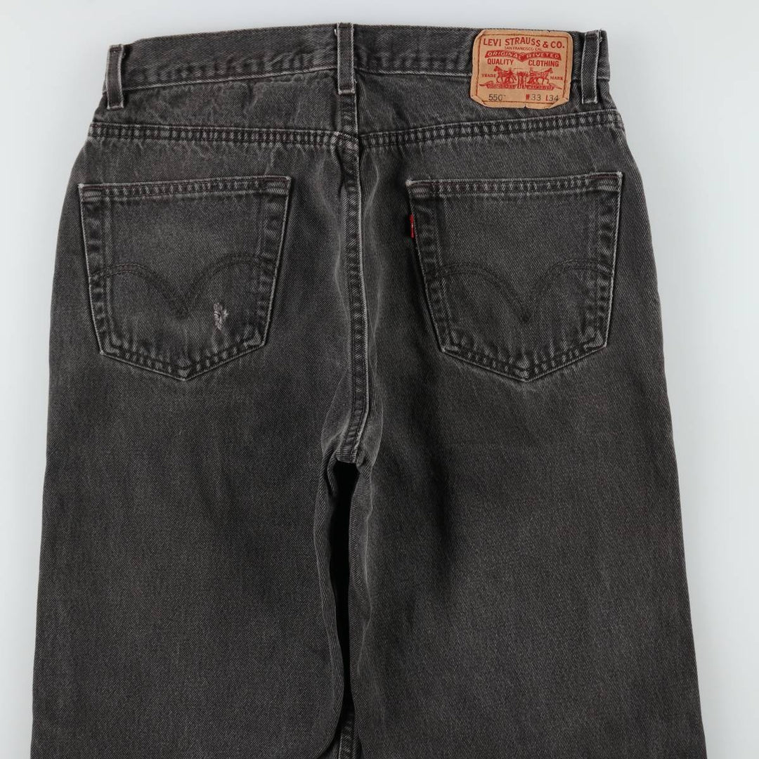 00'S Levi's 550 Relaxed Fit Black Denim Tapered Denim Pants Men's W32 cotton black type Vintage Second Hand