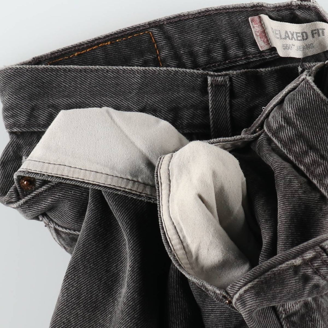 00'S Levi's 550 Relaxed Fit Black Denim Tapered Denim Pants Men's W32 cotton black type Vintage Second Hand