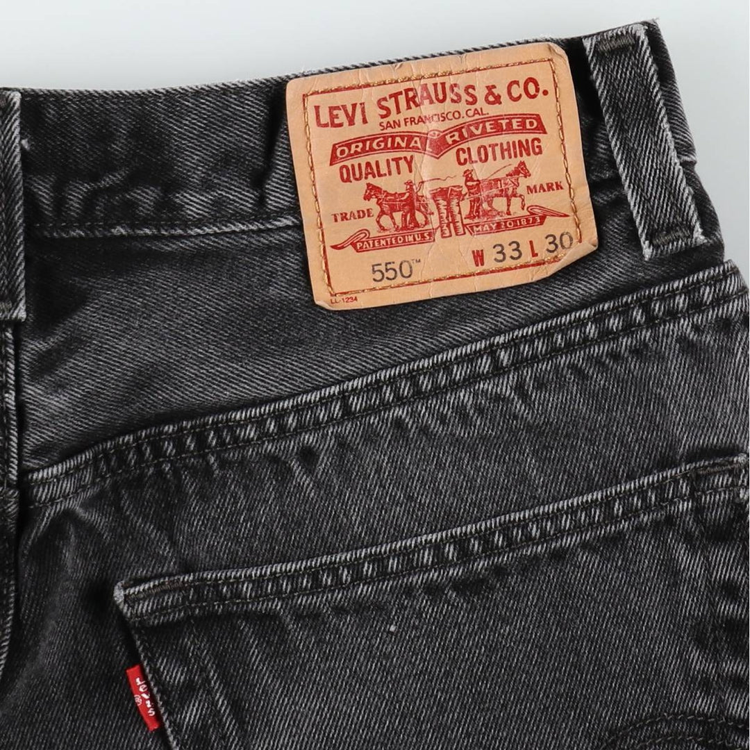 00'S Levi's 550 Relaxed Fit Black Denim Tapered Denim Pants Men's W31 cotton black type Vintage Second Hand