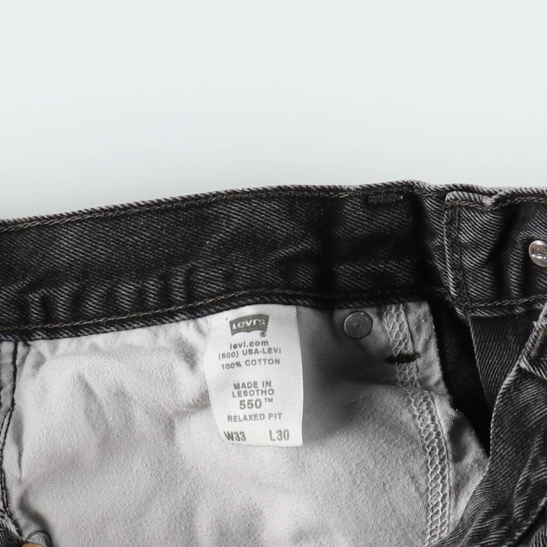 00'S Levi's 550 Relaxed Fit Black Denim Tapered Denim Pants Men's W31 cotton black type Vintage Second Hand