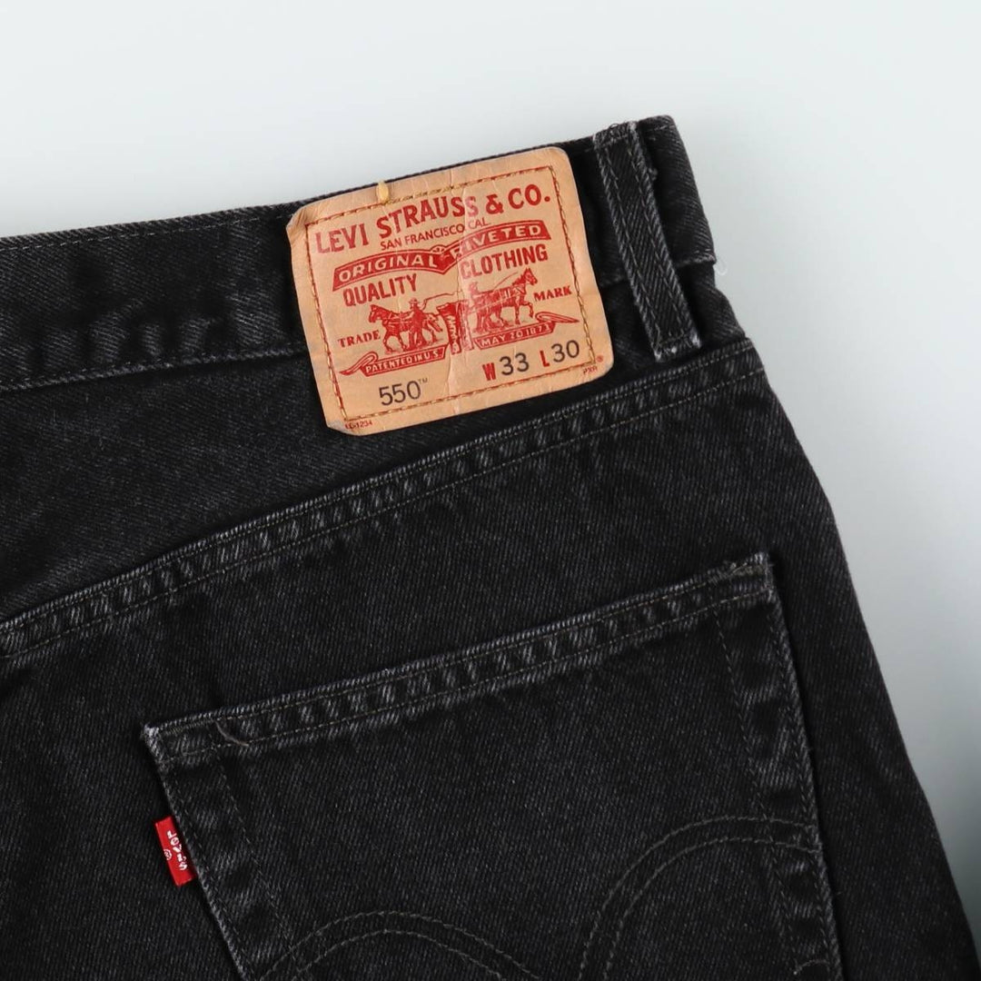 00'S Levi's 550 Relaxed Fit Black Denim Tapered Denim Pants Men's W33 cotton black type Vintage Second Hand