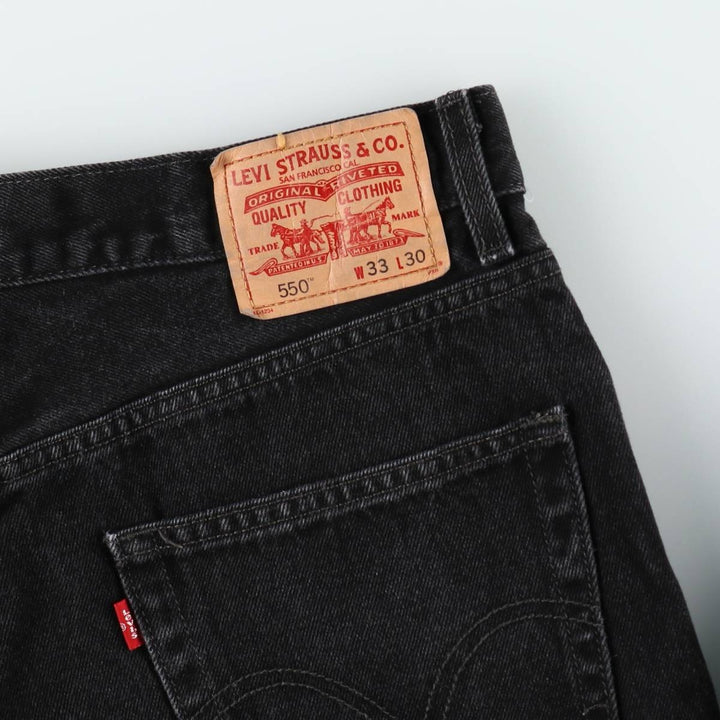 00'S Levi's 550 Relaxed Fit Black Denim Tapered Denim Pants Men's W33 cotton black type Vintage Second Hand
