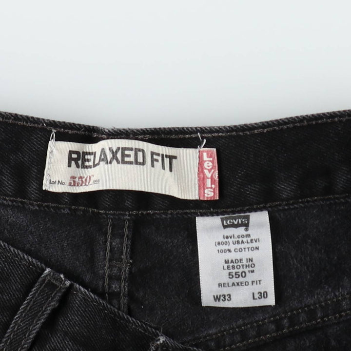 00'S Levi's 550 Relaxed Fit Black Denim Tapered Denim Pants Men's W33 cotton black type Vintage Second Hand