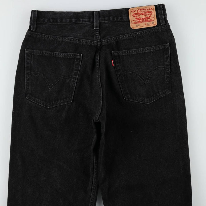 00'S Levi's 550 Relaxed Fit Black Denim Tapered Denim Pants Men's W33 cotton black type Vintage Second Hand