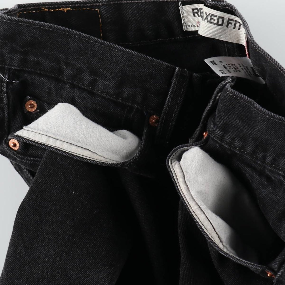 00'S Levi's 550 Relaxed Fit Black Denim Tapered Denim Pants Men's W33 cotton black type Vintage Second Hand