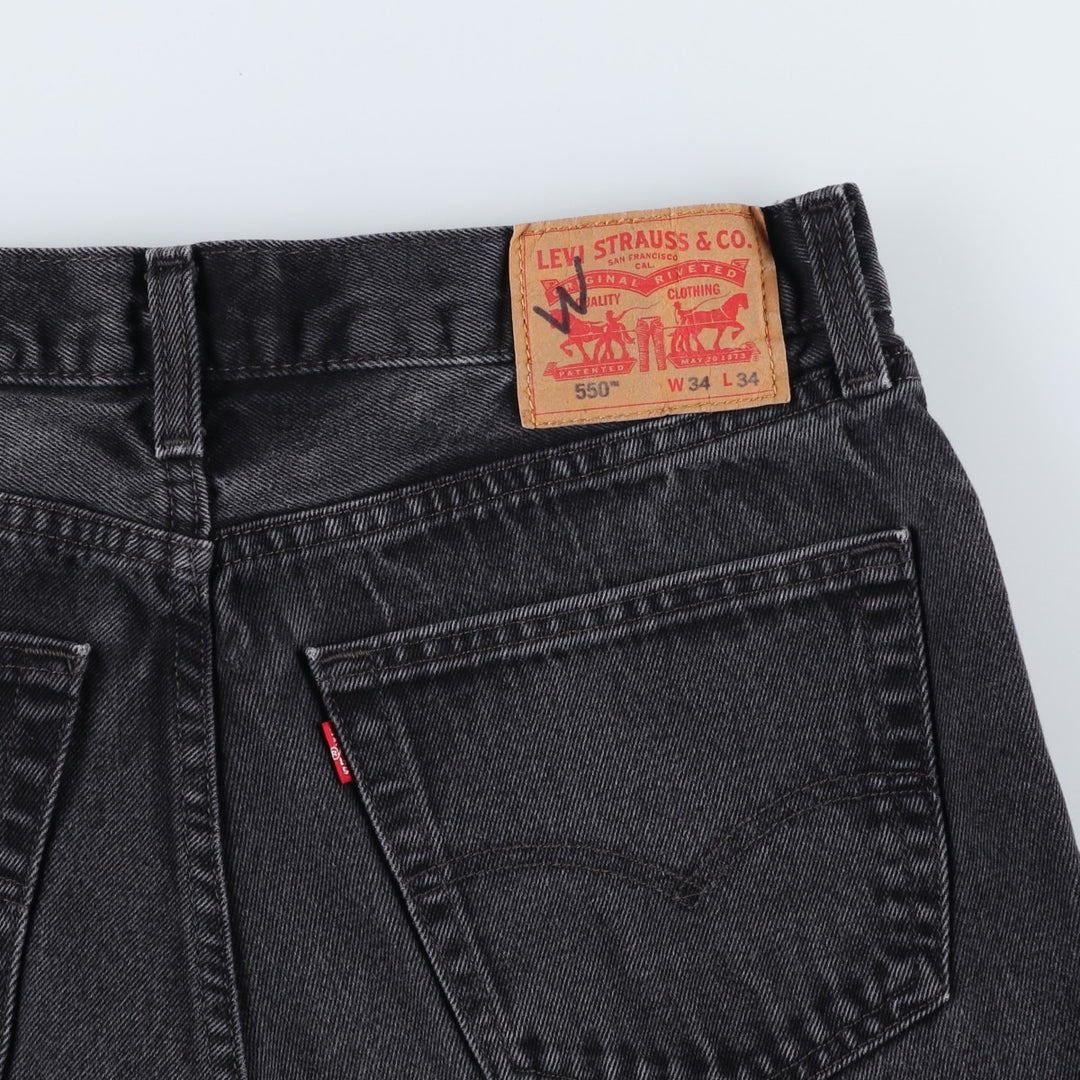 Levi's 550 Black Denim Tapered Jeans, Men's Size W34 (approx.), Vintage cotton black type Vintage Second Hand