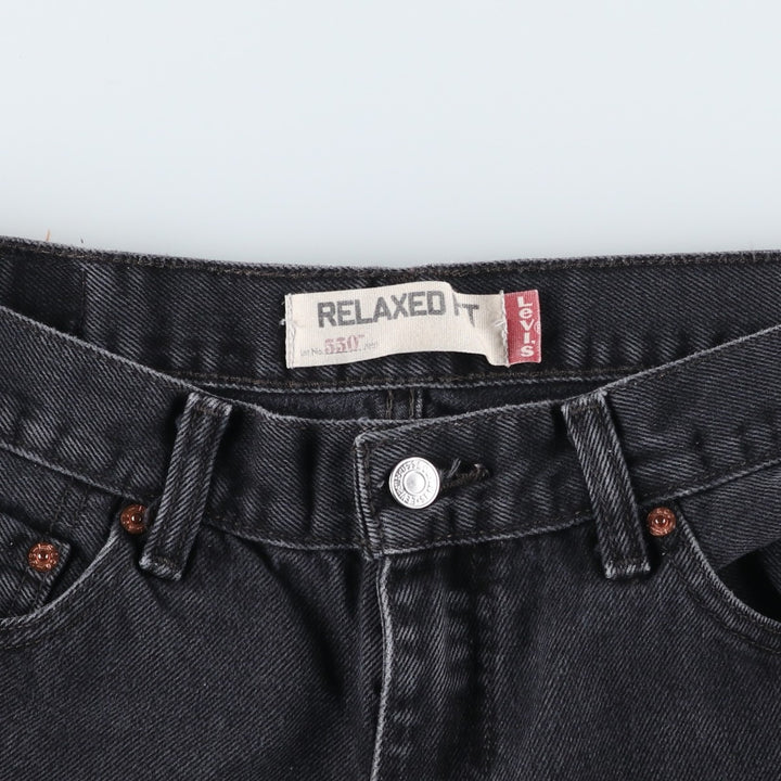 Levi's 550 Relaxed Fit Black Denim Tapered Jeans, Men's Size W33 (approx.), Vintage cotton black type Vintage Second Hand