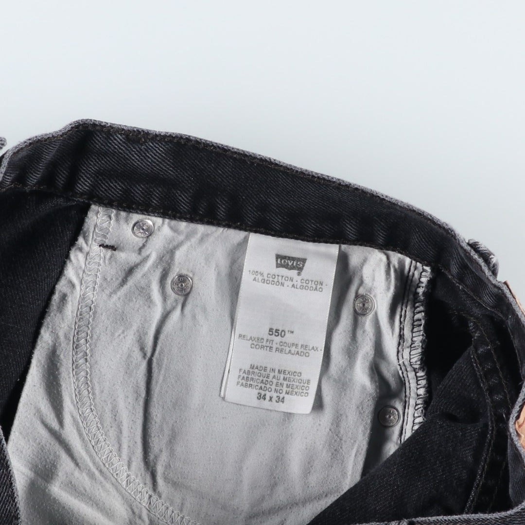 Levi's 550 Relaxed Fit Black Denim Tapered Jeans, Men's Size W33 (approx.), Vintage cotton black type Vintage Second Hand