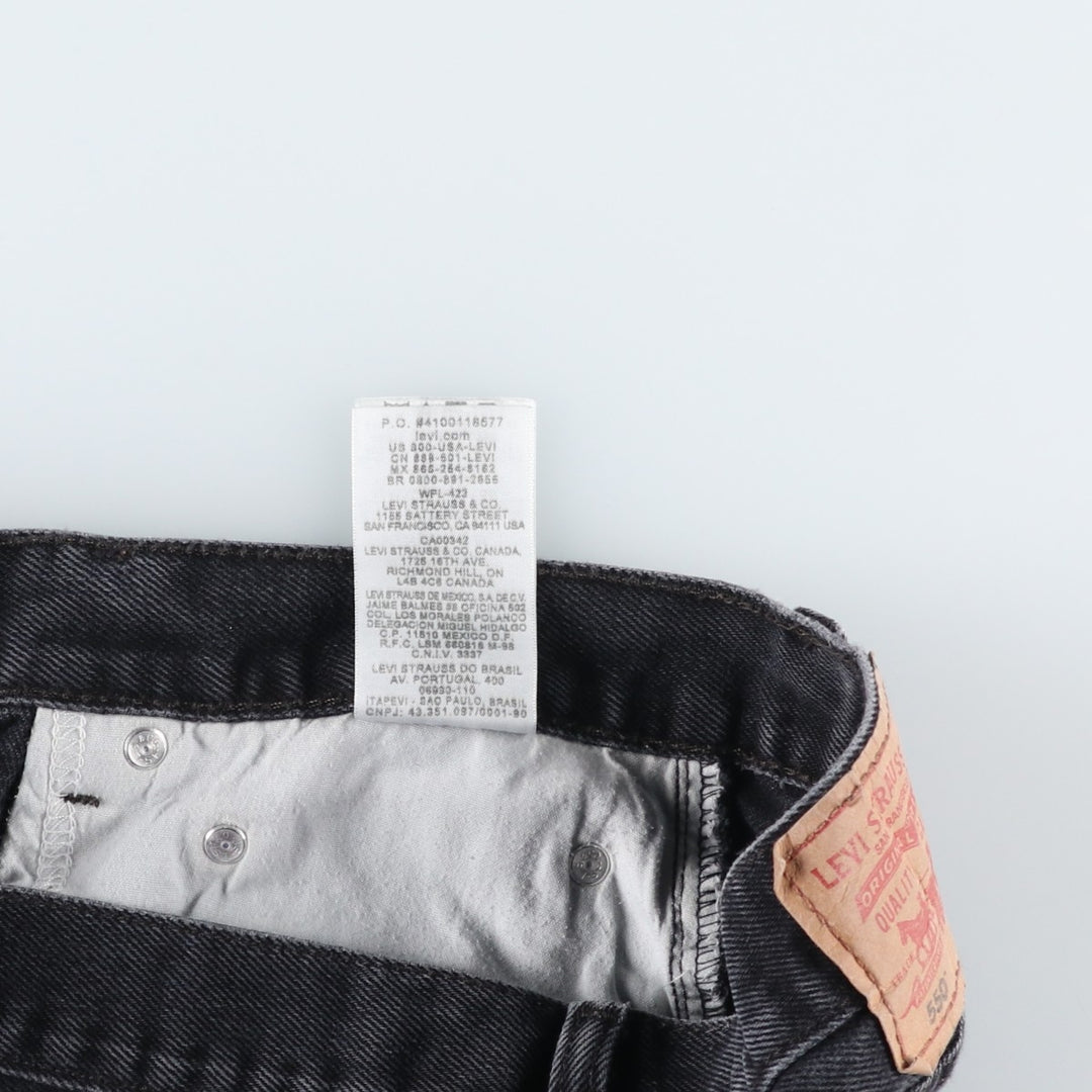 Levi's 550 Relaxed Fit Black Denim Tapered Jeans, Men's Size W33 (approx.), Vintage cotton black type Vintage Second Hand