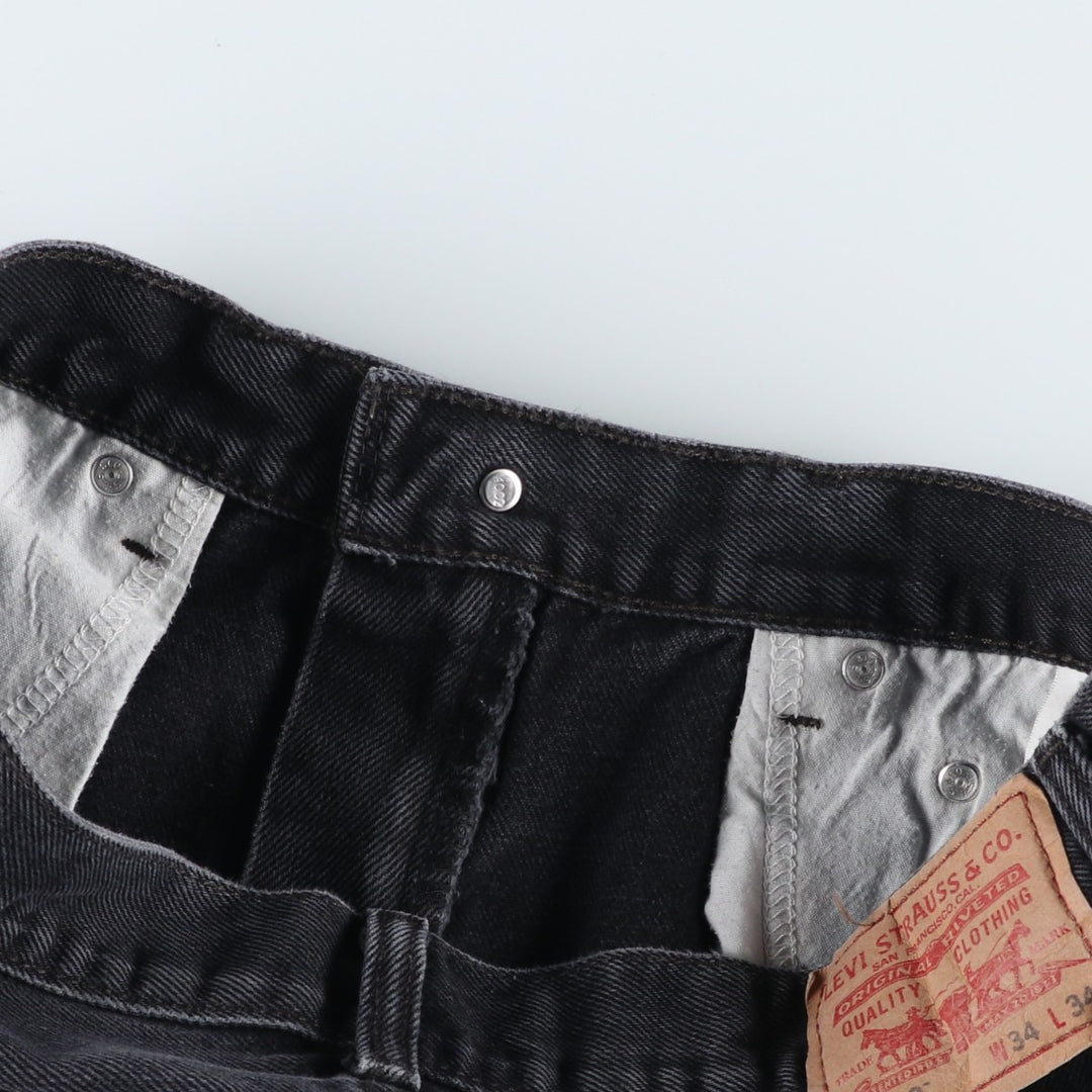 Levi's 550 Relaxed Fit Black Denim Tapered Jeans, Men's Size W33 (approx.), Vintage cotton black type Vintage Second Hand
