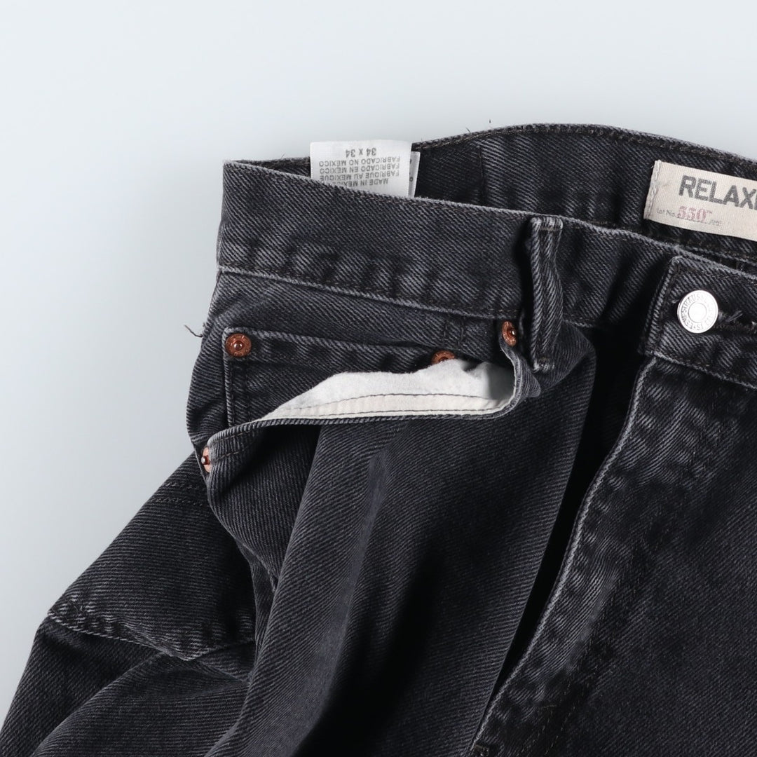 Levi's 550 Relaxed Fit Black Denim Tapered Jeans, Men's Size W33 (approx.), Vintage cotton black type Vintage Second Hand