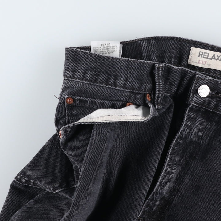 Levi's 550 Relaxed Fit Black Denim Tapered Jeans, Men's Size W33 (approx.), Vintage cotton black type Vintage Second Hand