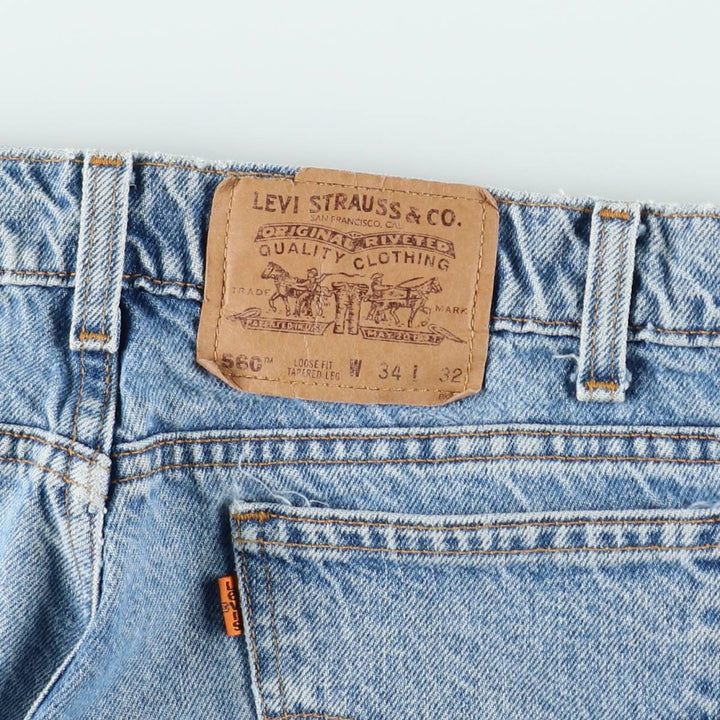Levi's 560 Loose Fit Tapered Leg Orange Tab Tapered Denim Pants, Men's Size W34 (approx.), Vintage cotton blue type Vintage Second Hand
