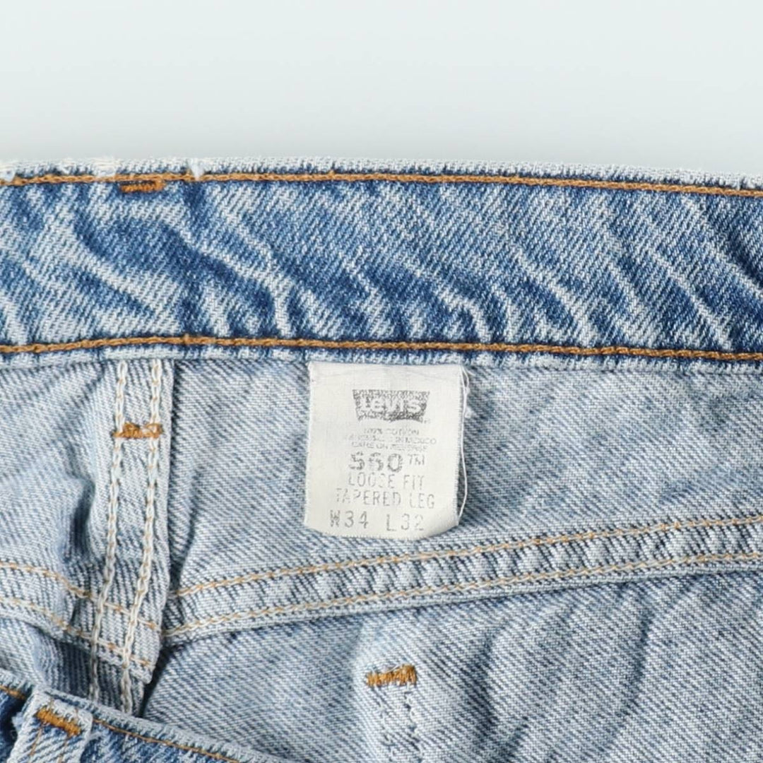 Levi's 560 Loose Fit Tapered Leg Orange Tab Tapered Denim Pants, Men's Size W34 (approx.), Vintage cotton blue type Vintage Second Hand