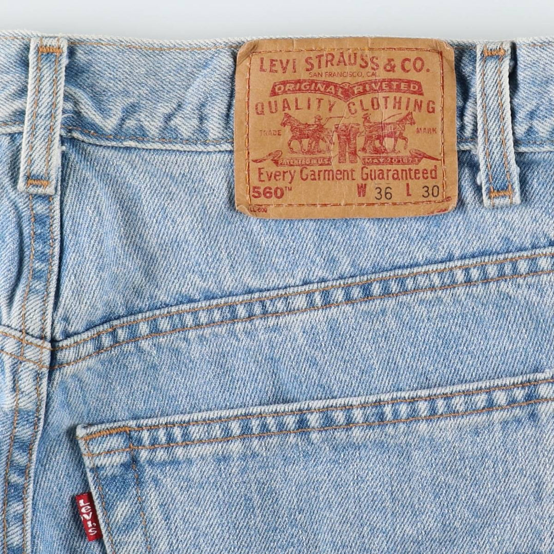 00'S Levi's 560 LOOSE FIT TAPERED LEG tapered denim pants for men, size w34 cotton blue type Vintage Second Hand