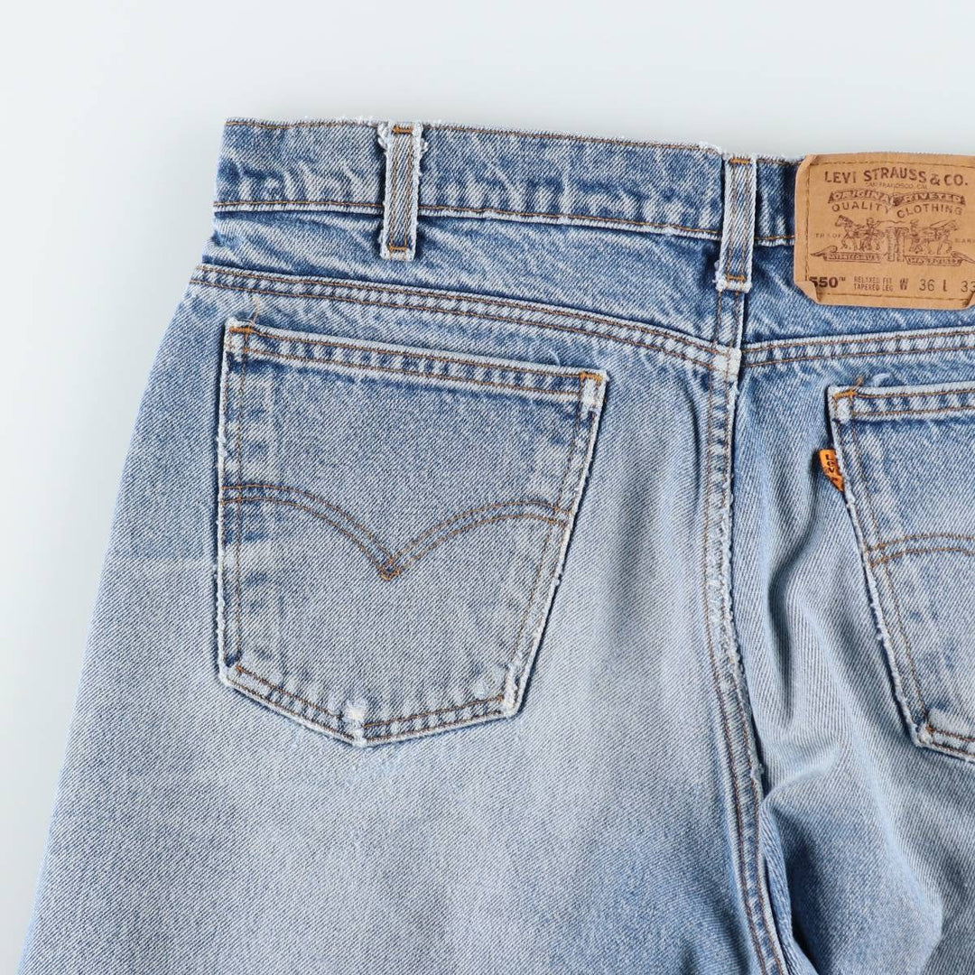 1990'S Levi's 550 Relaxed Fit Tapered Leg Orange Tab Tapered Denim Pants, Made in USA, Men's W36 (approx.) cotton blue type Vintage Second Hand