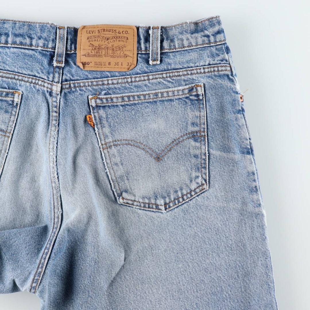 1990'S Levi's 550 Relaxed Fit Tapered Leg Orange Tab Tapered Denim Pants, Made in USA, Men's W36 (approx.) cotton blue type Vintage Second Hand
