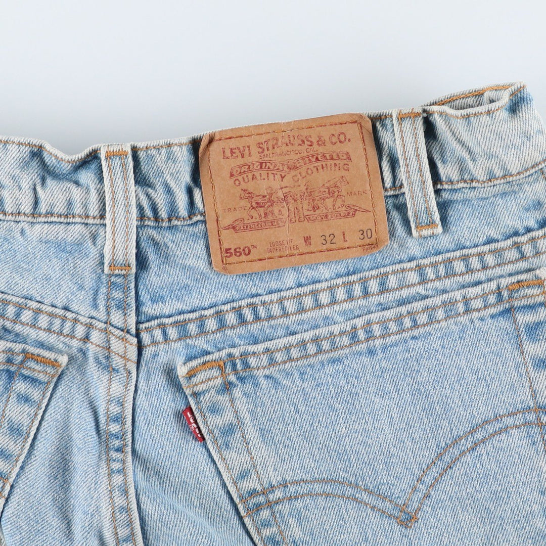 90'S Levi's 00560-4834 Loose Fit Tapered Leg Denim Pants, Made in USA, Men's Size W31 (approx.), Vintage cotton blue type Vintage Second Hand
