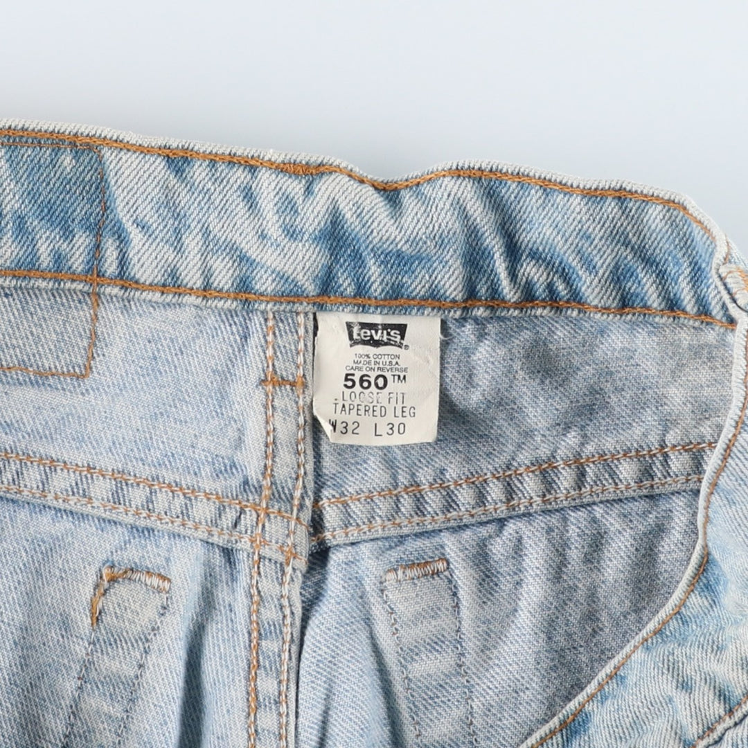 90'S Levi's 00560-4834 Loose Fit Tapered Leg Denim Pants, Made in USA, Men's Size W31 (approx.), Vintage cotton blue type Vintage Second Hand