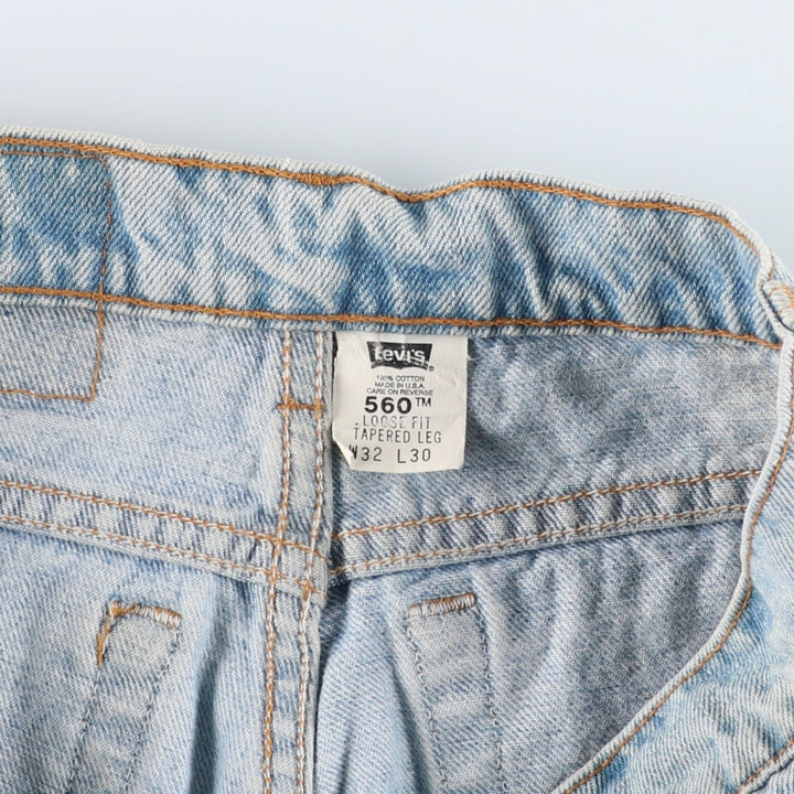 90'S Levi's 00560-4834 Loose Fit Tapered Leg Denim Pants, Made in USA, Men's Size W31 (approx.), Vintage cotton blue type Vintage Second Hand