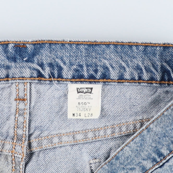 90'S Levi's Relaxed Fit Husky 40950-0214 Orange Tab Tapered Denim Pants, Made in USA, Men's W32, Vintage cotton blue type Vintage Second Hand