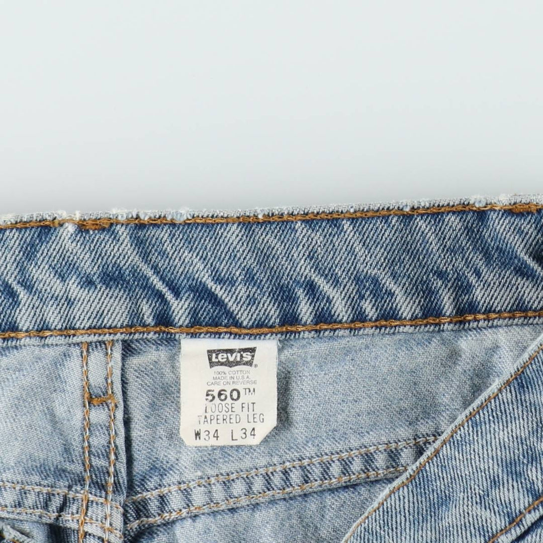 90'S Levi's 560 LOOSE FIT TAPERED LEG Tapered Denim Pants Made in USA Men's W33 Vintage cotton blue type Vintage Second Hand
