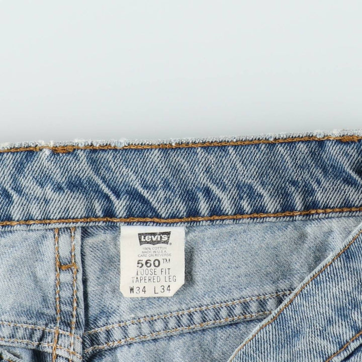 90'S Levi's 560 LOOSE FIT TAPERED LEG Tapered Denim Pants Made in USA Men's W33 Vintage cotton blue type Vintage Second Hand