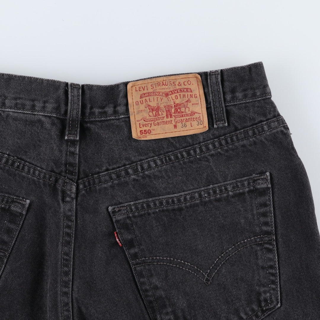 90'S Levi's 550 Relaxed Fit Tapered Black Denim Pants, Made in Canada, Men's Size 34, Vintage cotton black type Vintage Second Hand