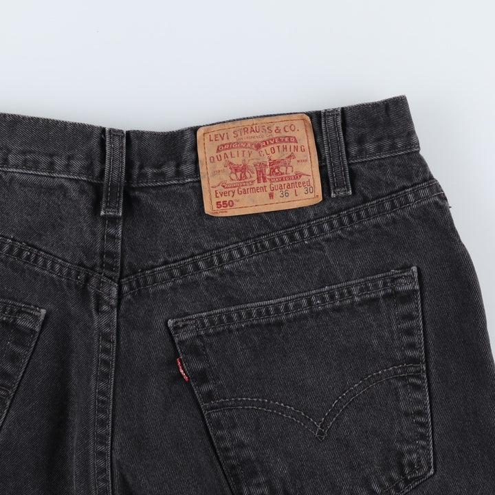 90'S Levi's 550 Relaxed Fit Tapered Black Denim Pants, Made in Canada, Men's Size 34, Vintage cotton black type Vintage Second Hand