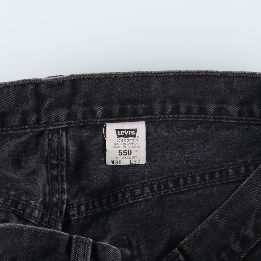 90'S Levi's 550 Relaxed Fit Tapered Black Denim Pants, Made in Canada, Men's Size 34, Vintage cotton black type Vintage Second Hand