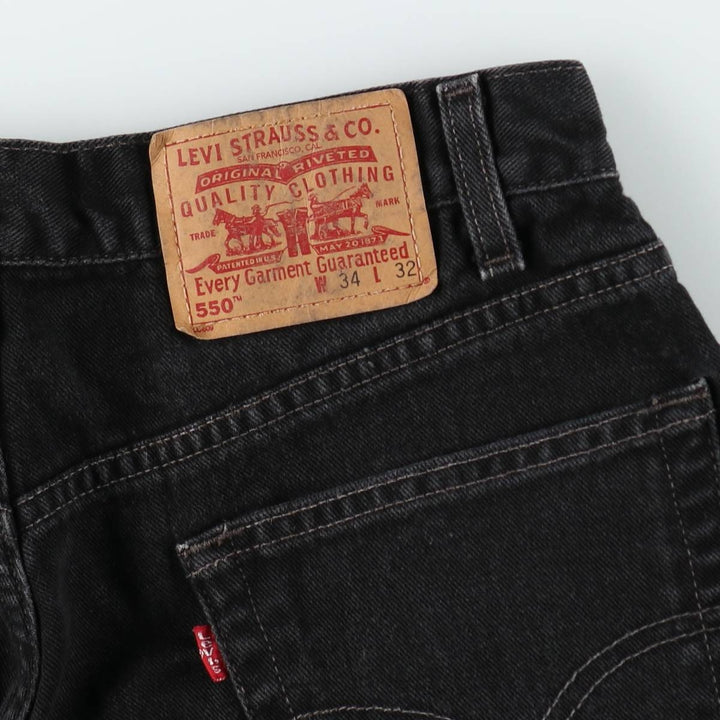 00'S Levi's 550 Relaxed Fit Black Denim Tapered Denim Pants Men's W33 cotton black type Vintage Second Hand