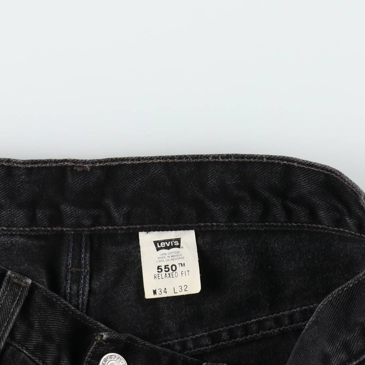 00'S Levi's 550 Relaxed Fit Black Denim Tapered Denim Pants Men's W33 cotton black type Vintage Second Hand