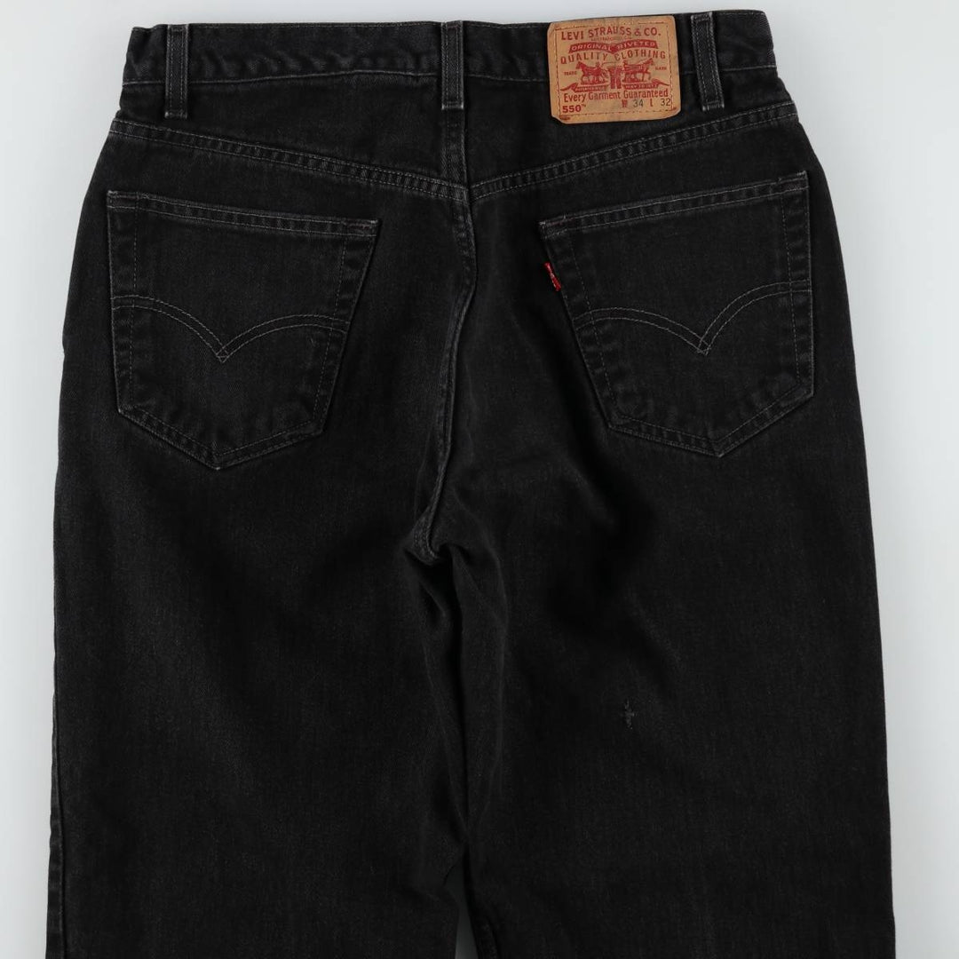 00'S Levi's 550 Relaxed Fit Black Denim Tapered Denim Pants Men's W33 cotton black type Vintage Second Hand