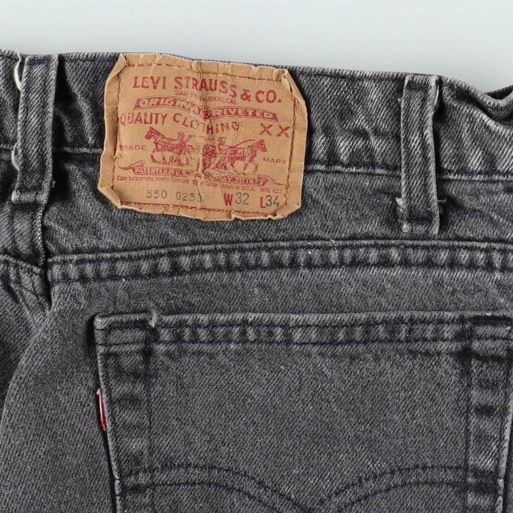1990'S Levi's 550-0253 Black Denim Tapered Jeans, Made in USA, Men's Size W31 (approx.), Vintage cotton black type Vintage Second Hand