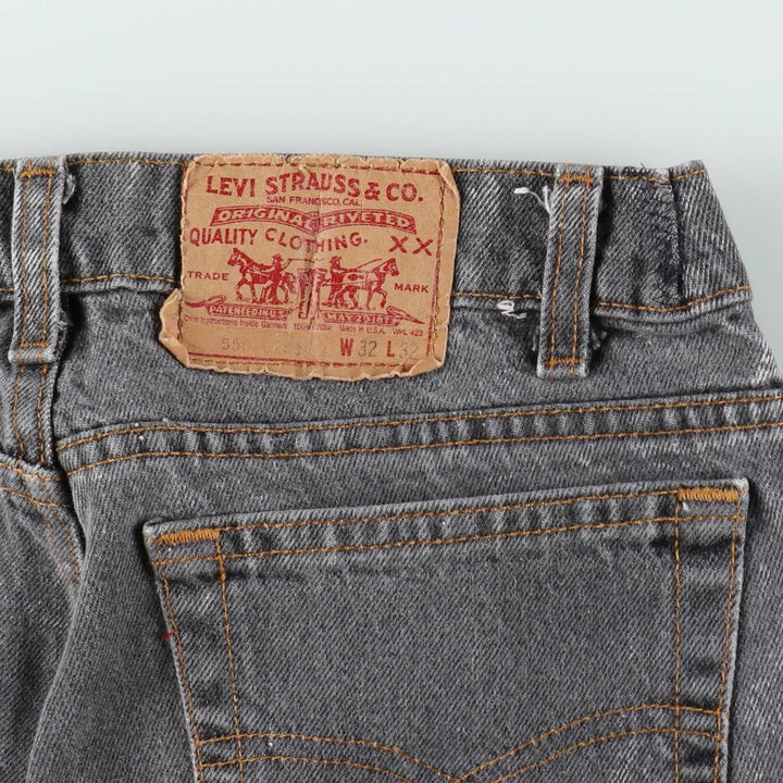 1990'S Levi's 550-0253 Black Denim Tapered Jeans, Made in USA, Men's Size W29 (approx.), Vintage cotton black type Vintage Second Hand