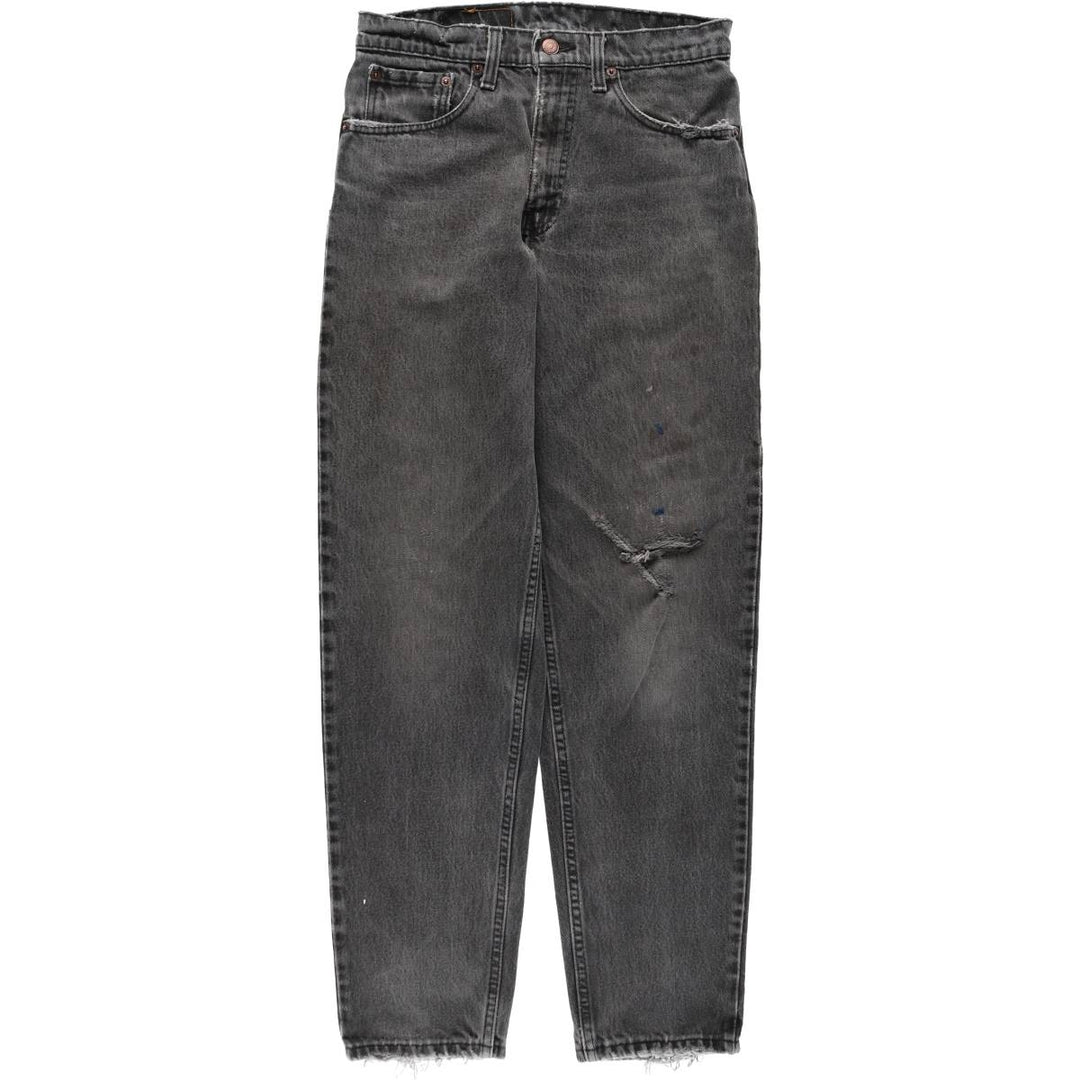1990'S Levi's 550 Black Denim Tapered Jeans, Made in USA, Men's Size W30 (approx.), Vintage cotton black type Vintage Second Hand