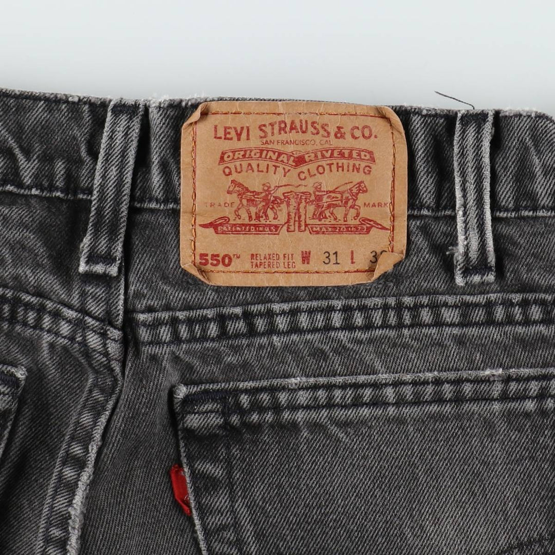 1990'S Levi's 550 Black Denim Tapered Jeans, Made in USA, Men's Size W30 (approx.), Vintage cotton black type Vintage Second Hand