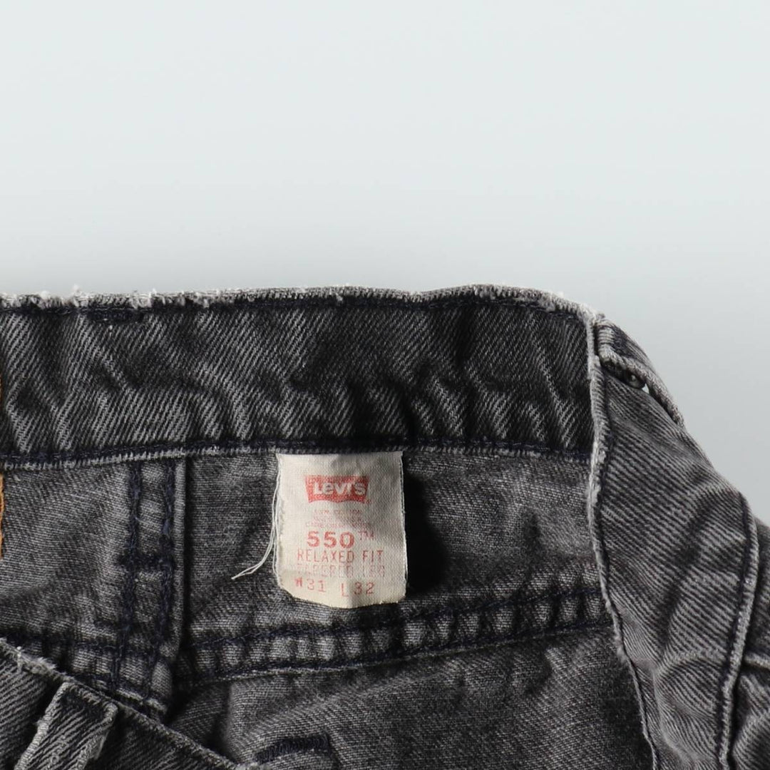 1990'S Levi's 550 Black Denim Tapered Jeans, Made in USA, Men's Size W30 (approx.), Vintage cotton black type Vintage Second Hand