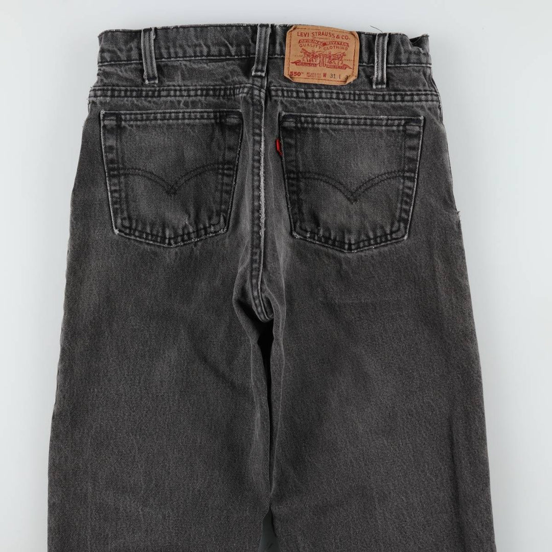 1990'S Levi's 550 Black Denim Tapered Jeans, Made in USA, Men's Size W30 (approx.), Vintage cotton black type Vintage Second Hand