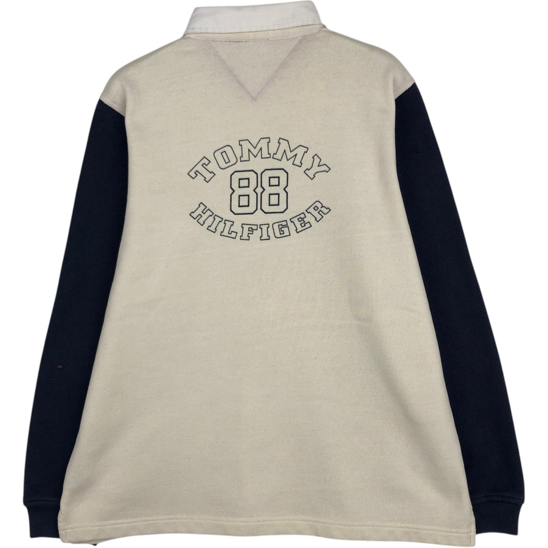 1990'S Tommy Hilfiger Long-Sleeve Polo Shirt, Women's Size M (approx.), Vintage cotton ivory Vintage Second Hand
