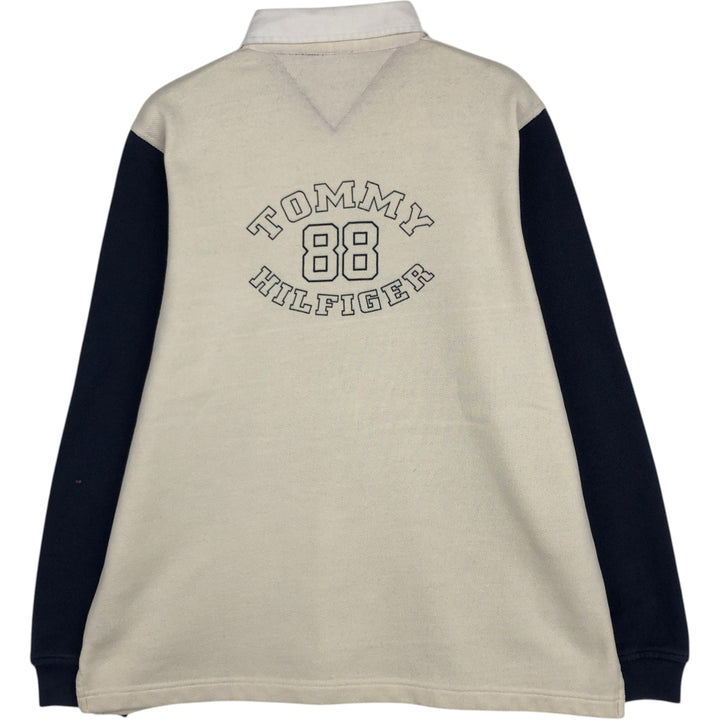 1990'S Tommy Hilfiger Long-Sleeve Polo Shirt, Women's Size M (approx.), Vintage cotton ivory Vintage Second Hand