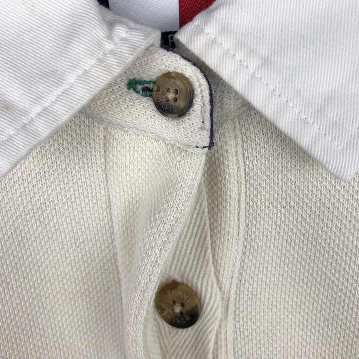 1990'S Tommy Hilfiger Long-Sleeve Polo Shirt, Women's Size M (approx.), Vintage cotton ivory Vintage Second Hand