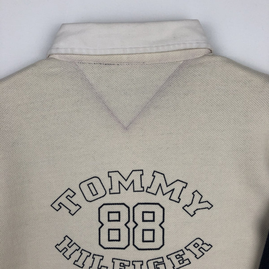 1990'S Tommy Hilfiger Long-Sleeve Polo Shirt, Women's Size M (approx.), Vintage cotton ivory Vintage Second Hand