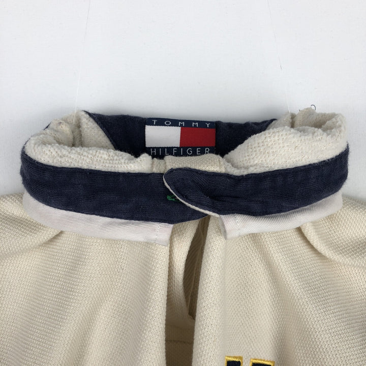 1990'S Tommy Hilfiger Long-Sleeve Polo Shirt, Women's Size M (approx.), Vintage cotton ivory Vintage Second Hand