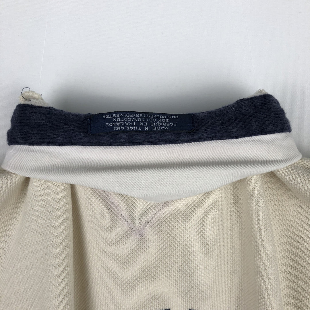 1990'S Tommy Hilfiger Long-Sleeve Polo Shirt, Women's Size M (approx.), Vintage cotton ivory Vintage Second Hand
